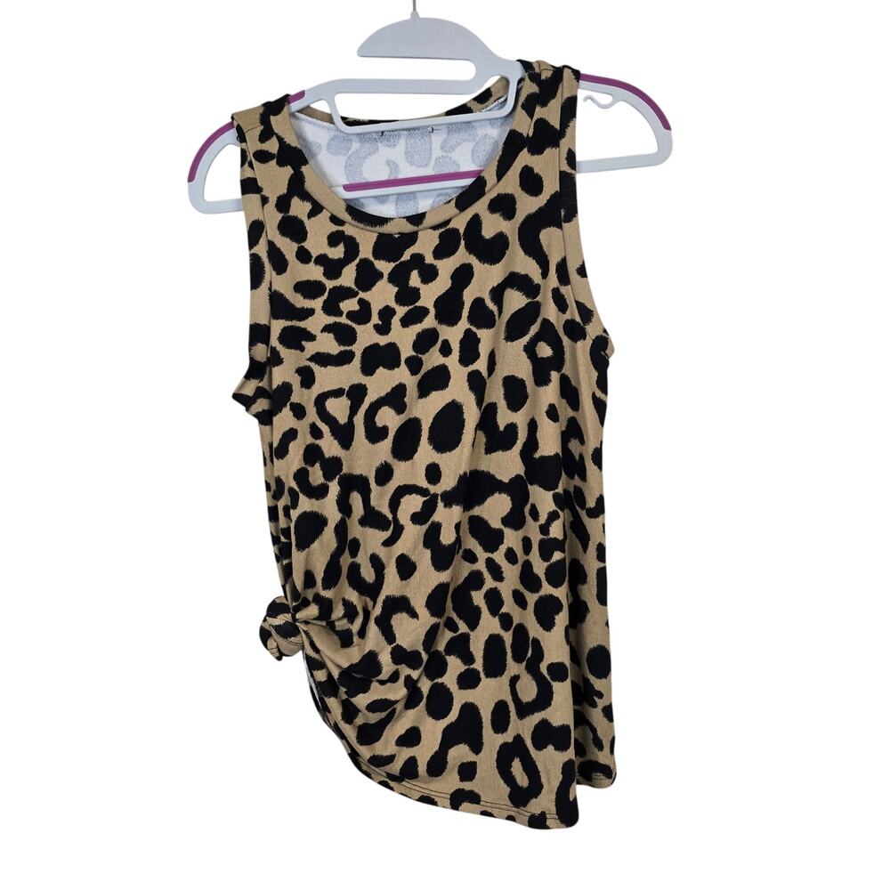Women's BomBom Leopard Print Knit Tank Top | Size Small - Picture 2 of 10